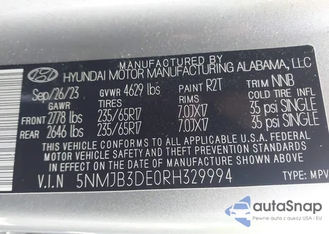 2024 Hyundai Tucson Sel from USA, damaged, VIN 5NMJB3DE0RH329994